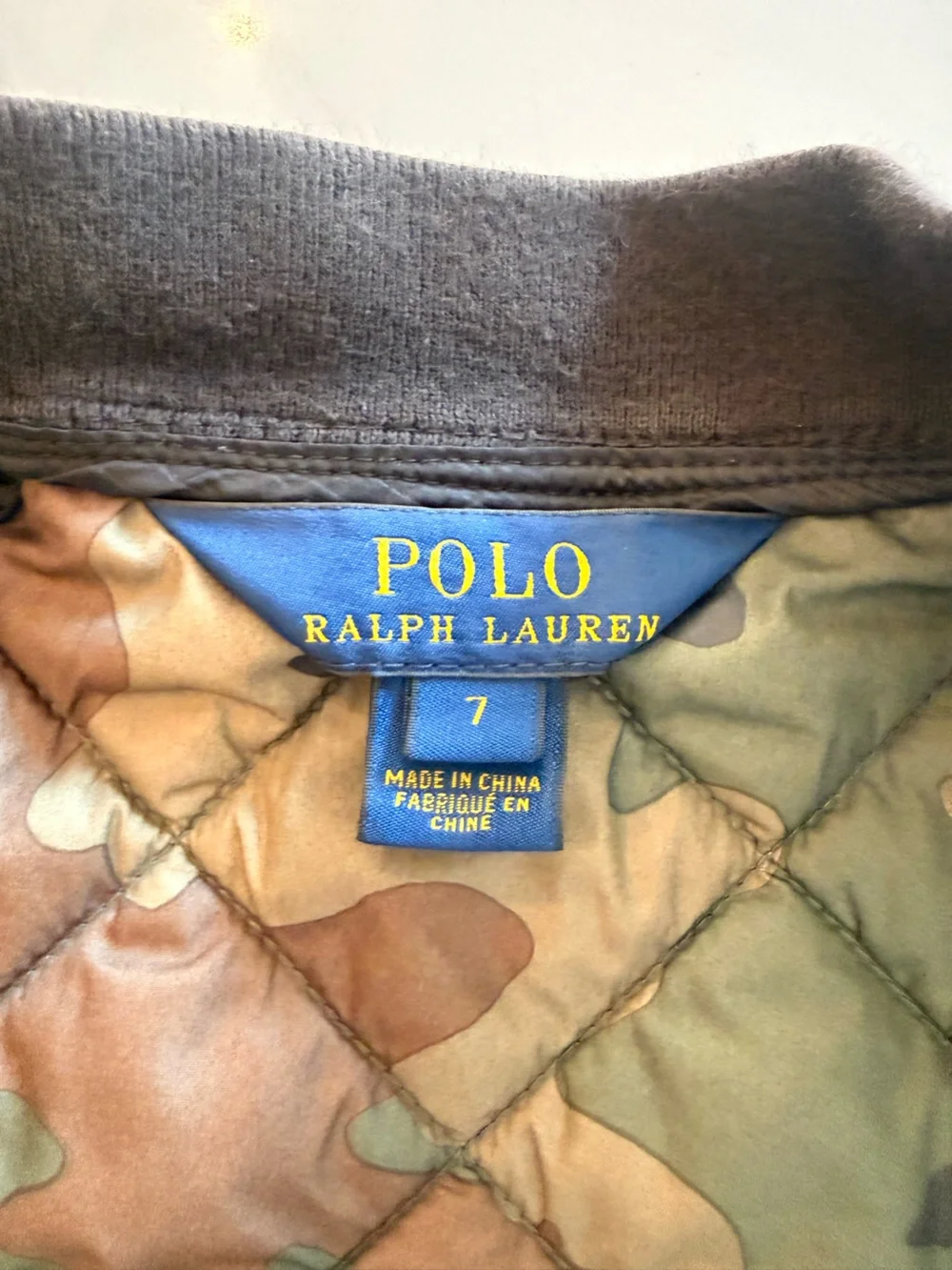 Polo by Ralph Lauren Quilted Bomber Jacket in Black with Orange Pony